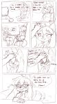  &lt;3 &lt;3_eyes absurd_res anthro biscuit_(blasticussaturn) blasticussaturn blush canid canine comic duo embarrassed female hi_res human male mammal monochrome petting sketch tail_motion tailwag text 
