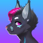  anthro bobcat cougar felid feline hair hi_res hybrid lynx male mammal markings piercing pink_hair profile profile_view solo torou zedd_(zeddkatt) 