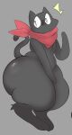  anthro bandanna domestic_cat felid feline felis grey_background hi_res kerchief male mammal pomegraniter red_bandanna red_kerchief sakamoto_(nichijou) shocked simple_background solo surprise thick_thighs 