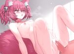  1boy 1girl animal_ear_fluff animal_ears arknights blush breasts censored collarbone completely_nude fox_ears fox_girl fox_tail hair_ornament heart heart-shaped_pupils hetero imminent_penetration knees_up kuhotaka large_tail light mosaic_censoring motion_lines neck_ribbon nipples nude open_mouth penis purple_hair purple_ribbon pussy red_eyes red_ribbon ribbon sex shamare_(arknights) short_hair short_twintails small_breasts solo_focus symbol-shaped_pupils tail twintails vaginal 