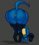  anthro anus bent_over big_butt breast_squish breasts butt clitoris clothing female garter_straps genitals hi_res legwear leptail lucario nintendo pok&eacute;mon pok&eacute;mon_(species) pussy solo squish stockings video_games wide_hips 