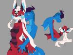  anthro big_ears breasts butt claws duo eye_contact female genitals hair hi_res horn kobold looking_at_another lugen lugen_kobold male male/female pussy scalie tongue tongue_out wide_hips 