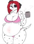  anthro breasts canid canine canis clothing coffee_mug dalmatian domestic_dog female lingerie mammal pregnant sammie_(spyingredfox) skidd solo 