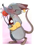  anthro blush chibi clothing duo embarrassed fur gloves grey_body grey_fur handwear heart_(mad_rat_dead) kissing mad_rat_(character) mad_rat_dead male male/male mammal murid murine poyo rat rodent 