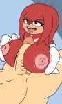  anthro areola bedroom_eyes big_(disambiguation) big_breasts big_nipples breast_grab breast_play breast_squish breasts duo echidna female female_on_human fur hand_on_breast hi_res human human_on_anthro interspecies knuckles_the_echidna looking_at_another looking_at_partner male male/female mammal monotreme narrowed_eyes nipples purple_eyes red_body red_fur seductive sega sex sonic_the_hedgehog_(film) sonic_the_hedgehog_(series) sonic_the_hedgehog_2_(film) squish text theshamelessfreak titfuck tom_wachowski 