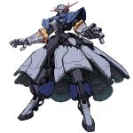  gundam highres looking_down mecha mobile_suit_gundam nagano_mamoru_(style) no_humans open_hands parody purple_eyes solo standing style_parody takekawa_shin thrusters white_background zeong 