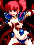  :o armor asagiri_youko bdsm blush breasts brooch caryo detached_collar genmu_senki_leda jewelry navel nipples open_mouth outstretched_arms panties panty_pull pussy_juice red_eyes red_hair restrained short_hair shoulder_pads side_ponytail small_breasts solo tentacles topless underwear 