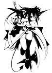  copyright_request demon_girl greyscale monochrome shibano_kaito solo thighhighs 