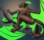  anthro black_body deep_throat dragon duo genitals glowing glowing_body glowing_genitalia green_body hi_res knot male male/male multicolored_body oral penis scalie simple_background tapering_penis the-crowfox two_tone_body zaks 