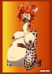  absurd_res anthro big_breasts breasts cute_expression cute_eyes female giraffe giraffid hair hi_res humanoid inflation loah_wunny mammal orange_eyes orange_hair smile solo vore 