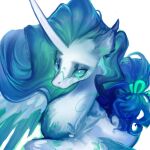  ambiguous_gender blue_hair equid equine fan_character feathered_wings feathers feral green_hair hair hasbro hi_res horn long_hair mammal markings multicolored_hair my_little_pony simple_background solo tingsan two_tone_hair white_background winged_unicorn wings 