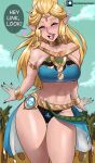  blonde_hair breasts clothed clothing dialogue echo_saber english_text female hair hi_res humanoid hylian nintendo not_furry princess_zelda solo text the_legend_of_zelda video_games 