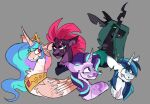  armor arthropod black_body blue_hair broken_horn changeling crown equid equine eye_scar facial_scar feathered_wings feathers female feral friendship_is_magic green_hair growling hair hasbro horn long_hair male mammal multicolored_hair my_little_pony my_little_pony:_the_movie_(2017) notched_ear pink_body pink_hair princess_celestia_(mlp) purple_body purple_hair queen_chrysalis_(mlp) rockin_candies scar shining_armor_(mlp) smile starlight_glimmer_(mlp) tempest_shadow_(mlp) tuft unicorn white_body winged_unicorn wings 