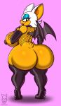 anthro big_breasts big_butt boots breasts butt chiropteran clothing ear_piercing female footwear green_eyes hi_res high_heeled_boots high_heels huge_butt leggings legwear looking_at_viewer mammal nipples piercing rouge_the_bat sega side_boob solo sonic_the_hedgehog_(series) thigh_boots thigh_highs wings zombieray10 
