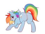  anus blue_body blush body_blush butt butt_blush cutie_mark equid equine female feral friendship_is_magic genitals hair hasbro looking_back mammal multicolored_hair multicolored_tail my_little_pony nyattlen pegasus pink_eyes pussy rainbow_dash_(mlp) rainbow_hair rainbow_tail raised_tail solo wings 