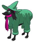  2021 absurd_res angusburgers black_body black_fur clothed clothing deltarune eyewear feral fur glasses hat headgear headwear hi_res humor meme parody ralsei scarf scrungo simple_background undertale_(series) video_games white_background wizard_hat 