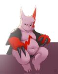  2022 anthro belly big_belly hi_res kenobear male moobs nintendo overweight overweight_male pink_nose pok&eacute;mon pok&eacute;mon_(species) red_body sitting solo video_games white_body zangoose 