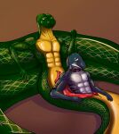  anal analvore anthro belly bodily_fluids cum cum_inflation dragon genital_fluids genitals inflation male male/male occasion penis playing reptile scalie size snake squeezing tighter vore 