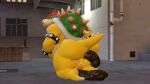  3d_(artwork) anthro anus backsack balls big_butt bowser butt digital_media_(artwork) dragon feces genitals hand_on_butt king_koopa kneeling koopa looking_back male mario_bros nintendo penis pooping pooping_on_floor public public_exposure public_nudity raised_tail rear_view reptile scalie scat smelly smile solo source_filmmaker spread_anus spreading tecbuttlovefa turtle video_games wide_hips 