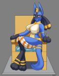  anthro badroy big_breasts breasts chair curvy_figure female furniture jewelry lucario nintendo pok&eacute;mon pok&eacute;mon_(species) queen royalty sitting solo throne video_games 