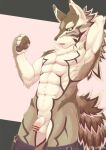  abs anthro balls black_sclera canid canine canis flaccid foreskin fur genitals green_eyes jackal lifewonders male mammal muscular muscular_anthro muscular_male nude pecs penis reizohozon seth_(tas) solo striped_body striped_fur stripes tokyo_afterschool_summoners video_games 