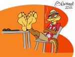  5_toes aloha_shirt anthro boonie_hat bottomwear claws clothing doritohead dreamworks feet feet_up foot_focus humanoid humanoid_feet male mr._snake_(the_bad_guys) pattern_clothing pattern_shirt pattern_topwear reptile scalie shirt shorts slim smoking_cigarette snake soles solo the_bad_guys toes topwear 