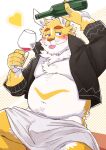  &lt;3 2022 anthro belly big_belly blue_eyes bulge chardonnay_romancia fur hi_res humanoid_hands jey_caroot kemono lagomorph leporid male mammal moobs overweight overweight_male rabbit ryuta-h solo towel white_body white_fur yellow_body yellow_fur 