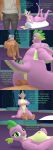  absurd_res anthro anthrofied butt comic crossgender dialogue dragon female friendship_is_magic genitals hi_res human human_on_anthro interspecies lying male male/female mammal mtf_crossgender my_little_pony nide on_front papadragon69 penis spike_(mlp) 