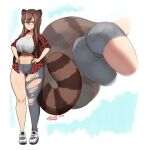  animal_humanoid breasts butt clothed clothing female floraz fur hi_res humanoid mammal mammal_humanoid procyonid procyonid_humanoid raccoon_humanoid solo striped_body striped_fur stripes wide_hips 