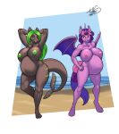  anthro areola bat_pony bat_wings beach big_breasts black_body black_skin breasts duo equid female fish freckles_(artist) genitals green_areola green_markings green_nipples green_stripes hasbro hi_res mammal marine markings membrane_(anatomy) membranous_wings my_little_pony nipples non-mammal_breasts nude pink_areola pink_eyes pink_nipples pregnant pregnant_female purple_body purple_skin pussy red_eyes seaside shark shark_tail smile stripes thick_thighs wide_hips wing_claws wings 