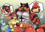  &lt;3 2017 anthro blush body_swap brown_hair clothing duo female genitals hair hat headgear headwear hi_res human incineroar male male/female mammal muscular muscular_male nintendo nude onat open_mouth penis pok&eacute;ball pok&eacute;mon pok&eacute;mon_(species) simple_background smile standard_pok&eacute;ball video_games 