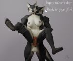  3d_(artwork) age_difference anthro big_breasts black_body black_fur blender_(software) breasts canid canine canis claws dialogue digital_media_(artwork) duo english_text female fur holidays incest_(lore) male male/female mammal mastersounds mature_anthro mature_female mother mother&#039;s_day mother_and_child mother_and_son nude older_female parent parent_and_child purple_eyes raised_leg son text tongue tongue_out wolf younger_male 