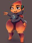  6_arms anthro arachnid arthropod arthropod_abdomen big_breasts black_eyes bottomless breasts clothed clothing dreamworks female genitals hand_in_pocket hand_on_hip headphones hi_res hoodie huge_hips huge_thighs kerolu looking_at_viewer ms._tarantula_(the_bad_guys) multi_arm multi_limb multicolored_body mygalomorph nipple_outline non-mammal_breasts open_mouth pockets pussy solo spider tarantula the_bad_guys thick_thighs topwear two_tone_body wide_hips 