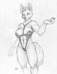  abs anthro breasts canid canine canis clothing ecmajor female mammal monochrome muscular sketch solo swimwear wolf 