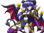  astaroth_(shinrabanshou) black_sclera blue_skin breasts demon_girl dragon_(artist) horns medium_breasts pointy_ears red_wings shinrabanshou solo tail thighhighs wings 