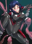  36shiri blue_hair breasts eyes kuga_natsuki large_breasts latex my-hime rape skin_tight solo tentacles 