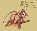  2022 anthro anus ass_up bent_over bizymouse butt digital_media_(artwork) don_bluth female genitals looking_back mammal mouse mrs._brisby murid murine pussy rodent solo the_secret_of_nimh 