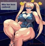  1girl absurdres ass blonde_hair blue_eyes breasts drawing english_text highres huge_ass huge_breasts large_breasts lingerie magentapeel mature_female muscular muscular_female plump rainbow_mika solo street_fighter street_fighter_v underwear 