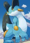  absurdres closed_mouth cloud commentary_request dated day from_below highres no_humans outdoors pokemon pokemon_(creature) signature sky solo swampert tanpakuroom 