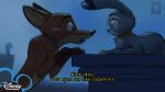  absurd_res building canid canine chimney city collar disney duo eye_contact female feral fox hi_res judy_hopps lagomorph leporid logo looking_at_another male mammal nick_wilde nude parody qalcove rabbit text zootopia 
