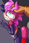  anthro armwear blush bodily_fluids butt clothing duo elbow_gloves eulipotyphlan fakeryway female fours_(artist) from_behind_position gloves handwear hedgehog hi_res leggings legwear male male/female mammal sega sex sonia_the_hedgehog sonic_the_hedgehog_(series) sonic_underground sweat 