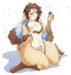  2019 5_fingers aerothefox ambiguous_gender andromorph_(lore) anthro biped blue_tongue breasts brown_hair buckteeth dessert featureless_breasts featureless_crotch fingers fluffy food fur gale_(aerothefox) hair hi_res holding_food holding_ice_cream holding_object ice_cream lagomorph leporid lovelesskiax mammal nude open_mouth rabbit sitting solo teeth tongue wariza 