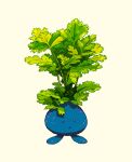  :c closed_mouth commentary coriander creature daniel_j_permutt english_commentary full_body highres leaf light_frown looking_at_viewer no_humans oddish plant pokemon pokemon_(creature) shade simple_background solo standing yellow_background 