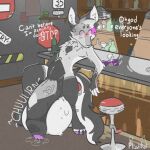  absurd_res alcohol anthro balls beverage big_balls big_penis blush bodily_fluids canid canine embarrassed flaccid fox fur fur_pattern furry_penis genital_fluids genitals hair hi_res huge_balls huge_penis hyper hyper_balls hyper_genitalia hyper_penis inner_monologue inside kataari kataari_(character) looking_at_another male mammal marble_fox nervous nonbinary_(lore) onomatopoeia paws penis pink_eyes pink_hair precum public public_nudity purple_paws red_fox slim solo solo_focus sound_effects sweat text thick_thighs vein veiny_penis white_body 