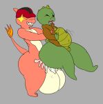  absurd_res all_the_way_through anthro balls belly bellyboi13 big_balls big_belly bulge charmeleon duo genitals hands_on_belly hi_res huge_balls huge_thighs hyper inflation kobold lizard male male/male nintendo one_eye_closed pok&eacute;mon pok&eacute;mon_(species) reptile scalie smile thick_thighs tongue tongue_out video_games 