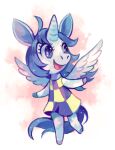 2015 animal_crossing anthro blue_body blue_eyes blue_fur blue_hair clothing dress equid equine female fur hair hooves horn mammal nintendo open_mouth simple_background solo tongue white_body white_fur winged_unicorn wings winter_(alicorn)