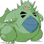 absurd_res acinomiya anthro belly big_belly generation_2_pokemon hi_res looking_at_viewer male nintendo open_mouth overweight overweight_anthro overweight_male pokemon pokemon_(species) solo standing tyranitar