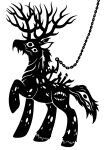 2015 antlers black_and_white chain digital_drawing_(artwork) digital_media_(artwork) equid equine fangs feral fetlocks hasbro hi_res hook hook_on_chain hooves horn horse impalement male mammal mane monochrome my_little_pony ponification pony quadruped raised_hoof scp-2317-k scp_foundation side_view silhouette simple_background solo sunnyclockwork tail_eye teeth unguligrade white_background