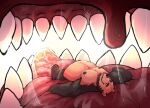 anthro bandai_namco bear beard bodily_fluids digimon digimon_(species) drooling duo facial_hair fuzzygoldfish greymon inside internal licking lying male male/male mammal nipples nude on_back on_tongue open_mouth oral_vore rouen_(blazingfrostwolf) saliva size_difference sleeping soft_vore teeth tongue tongue_bed tongue_out uvula vore