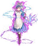  1girl apron aura blue_dress blue_hair boots braid breasts dark_aura dress fire_emblem fire_emblem_fates fire_emblem_heroes forehead_jewel full_body gem gradient gradient_hair hat highres knee_boots kousei_horiguchi lilith_(fire_emblem) long_hair long_sleeves medium_breasts multicolored_hair non-web_source official_art pale_skin pantyhose puffy_sleeves red_hair shiny shiny_hair single_braid solo two-tone_hair white_legwear yellow_eyes 